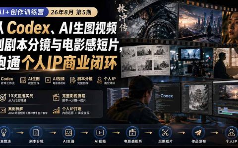 AI创作训练营：Codex+AI生图视频到分镜短片，跑通个人IP商业闭环