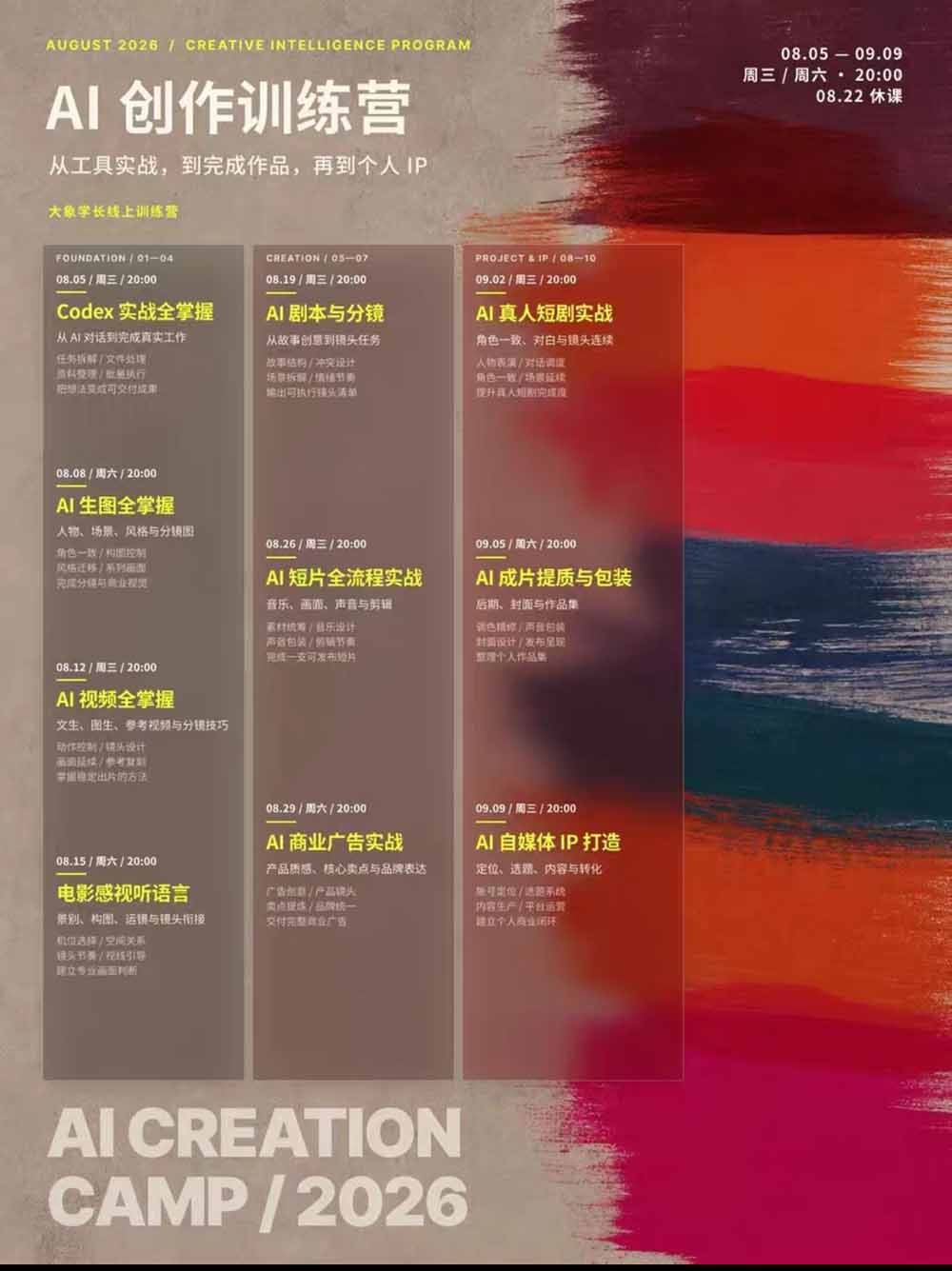 AI创作训练营：Codex+AI生图视频到分镜短片，跑通个人IP商业闭环