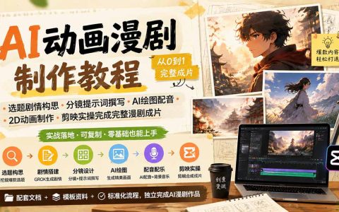 AI动画漫剧制作教程：选题分镜提示词·AI绘图配音·剪映2D动画成片实操