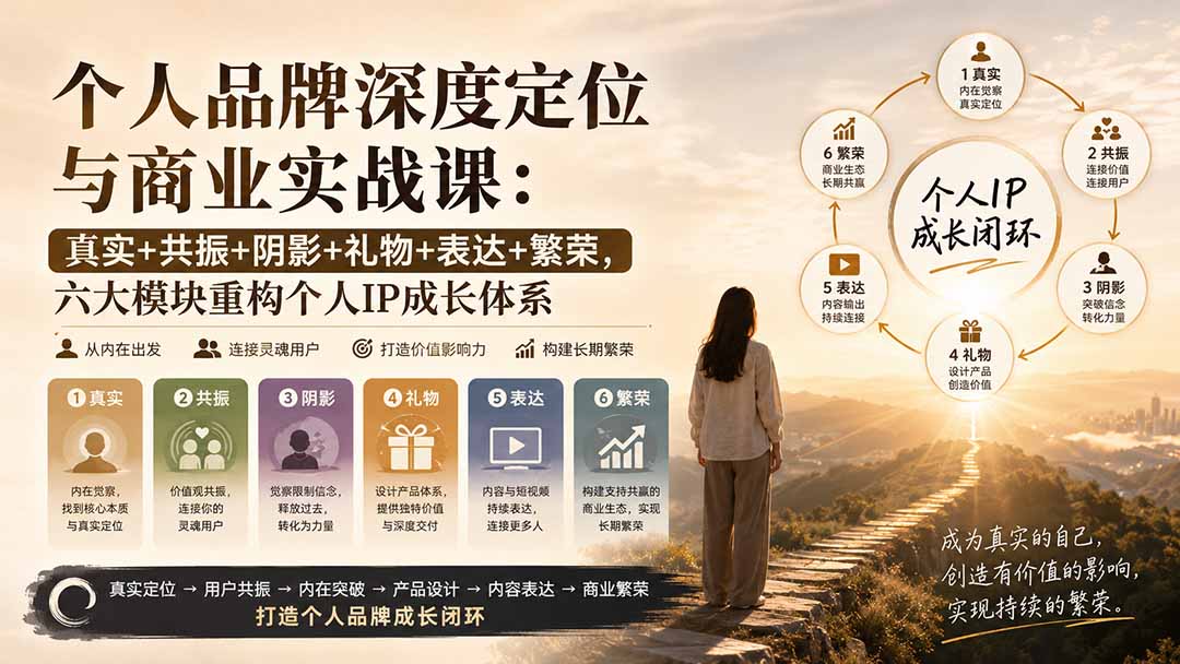 个人品牌深度定位实战课：真实共振+阴影突破+礼物设计+内容表达，重构IP成长闭环
