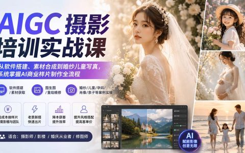 AIGC摄影培训实战课：从软件搭建到婚纱儿童写真，掌握AI商业样片制作全流程