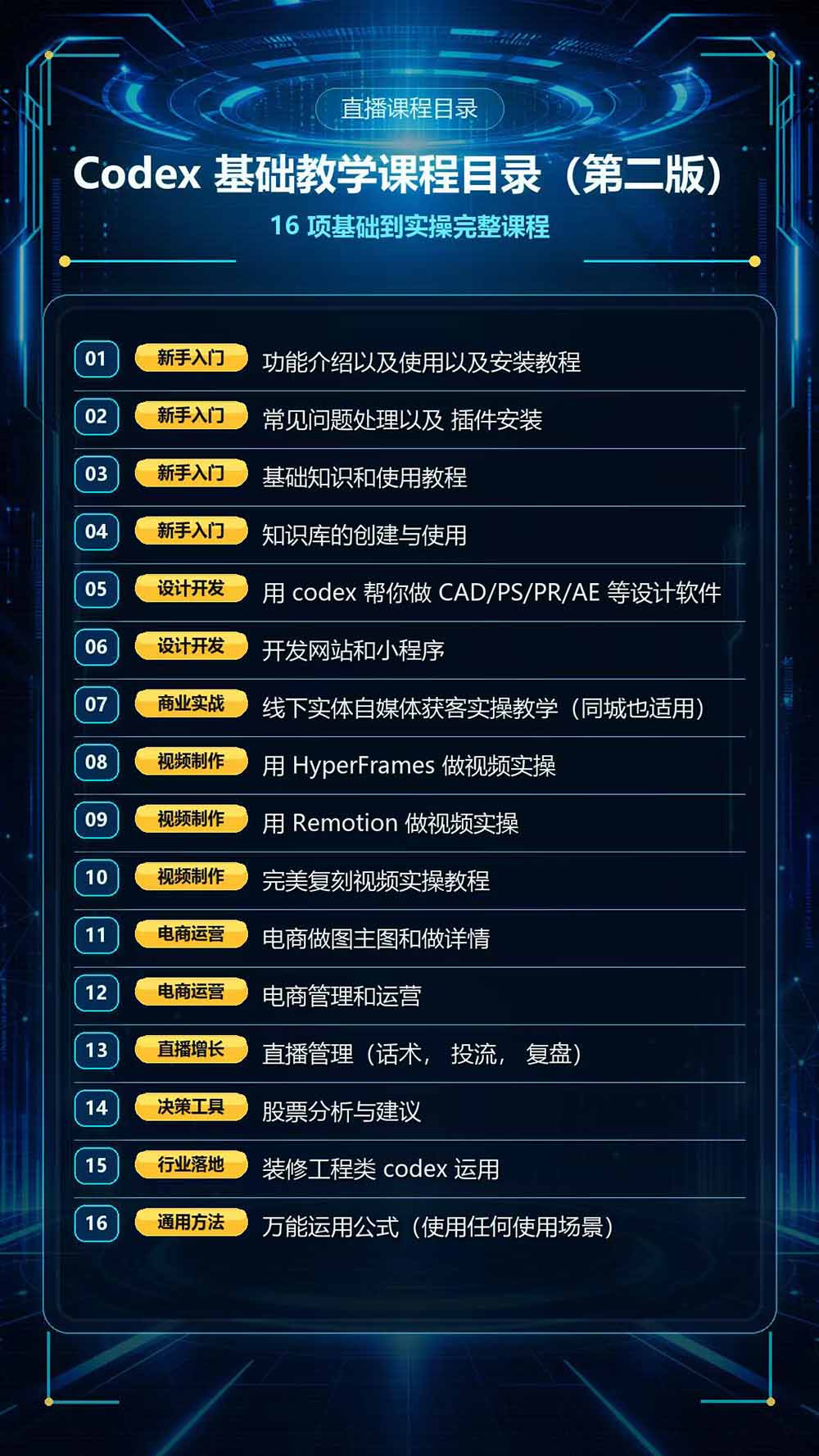 Codex全场景实操课：从安装插件到电商直播与网站开发，掌握AI落地全流程