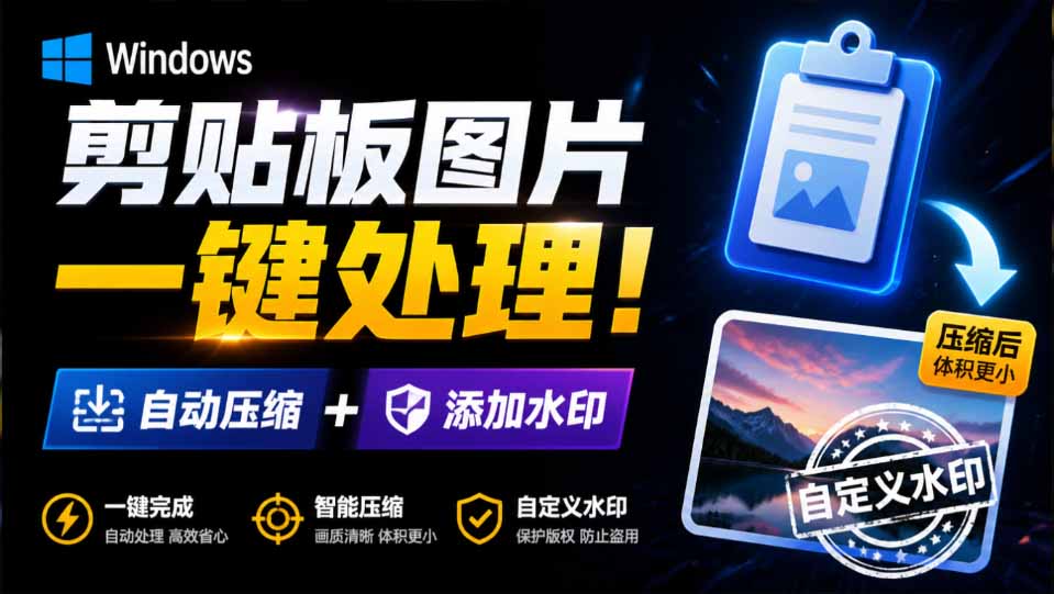 剪贴板图片自动压缩加水印，解决Windows复制体积暴涨问题