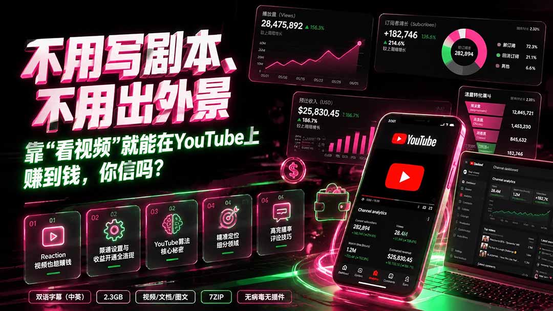 不用出镜不用写脚本，看视频做Reaction就能在YouTube赚美金