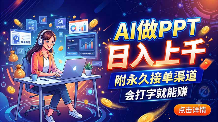 AI做PPT变现上千，豆包一键生成，副业接单渠道揭秘