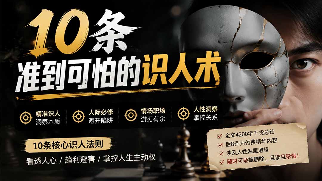 识人术：10条准到可怕的看人技巧，职场情场不再被拿捏
