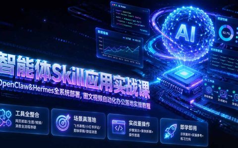 智能体Skill实战课：OpenClaw+Hermes部署，飞书微信视频自动化办公