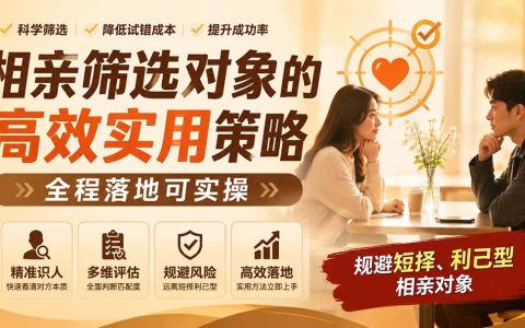 相亲筛选高效策略：识破伪装，规避短择利己型对象，落地可实操