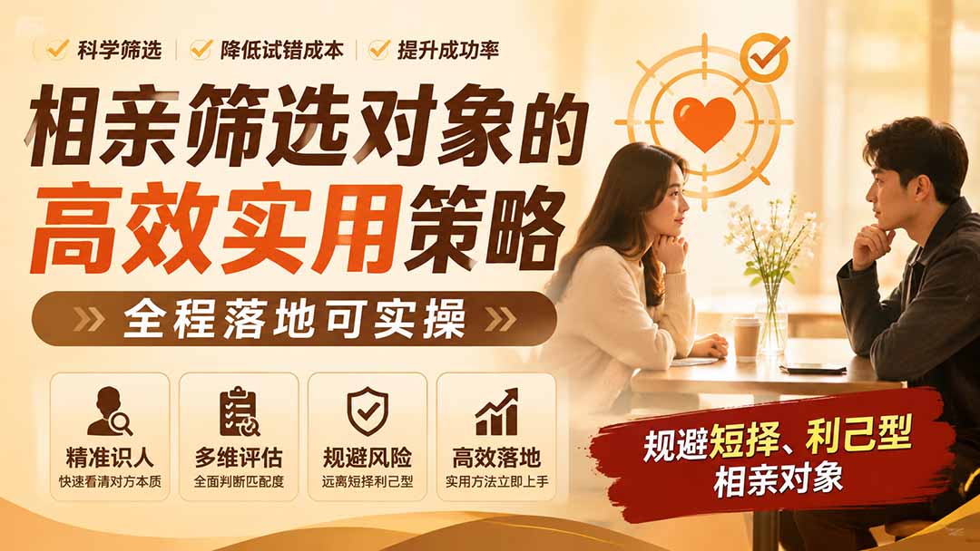 相亲筛选高效策略：识破伪装，规避短择利己型对象，落地可实操