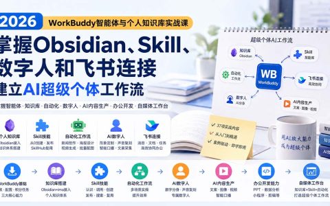 2026 WorkBuddy智能体实战课：Obsidian知识库+Skill+数字人，打造AI超级个体工作流