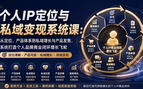 个人IP定位与私域变现系统课：从产品体系到私域增长与产品发售，打造商业闭环增长飞轮