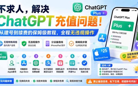 ChatGPT Plus充值保姆级教程：美区Apple ID+礼品卡，从建号到续费全流程