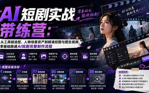 AI短剧实战训练营：零基础跑通文生图到图生视频全流程，掌握2026工具链与精准控图技巧