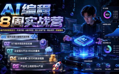 AI编程实战营：从开发环境到商业变现，6练手项目+2大产品带你打通盈利闭环