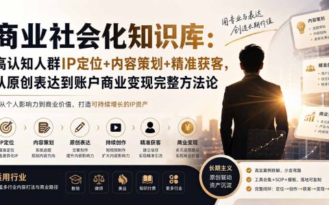 商业社会化知识库：高认知IP定位+内容策划+精准获客变现全攻略