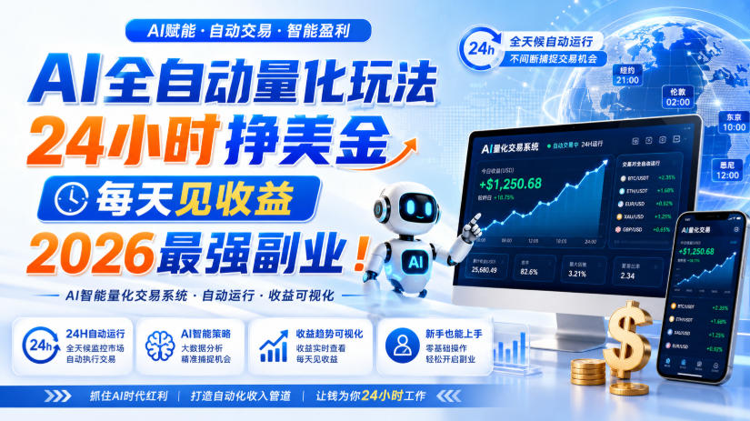 AI量化自动化交易副业，小白变现100步骤0+实操指南