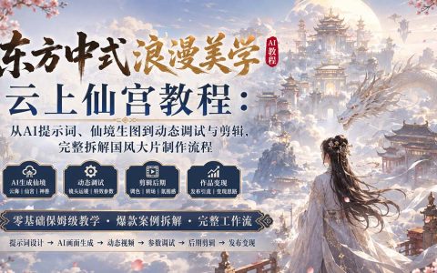 东方中式浪漫美学云上仙宫AI视频教程：提示词生图到动态剪辑全流程拆解