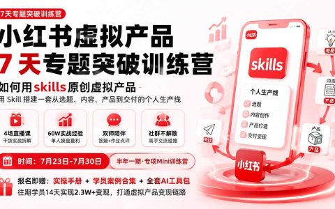 小红书虚拟产品训练营7天实操：用Skill+Obsidian+Claude搭建选题到变现生产线