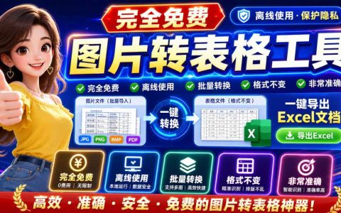 图片表格识别提取工具，离线免费批量导出Excel，FastTableOCR一键搞定