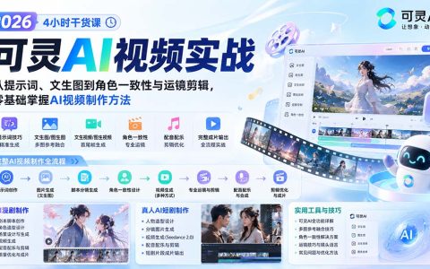 2026可灵AI视频教程：零基础提示词到角色一致性与运镜剪辑，AI漫剧短剧制作全流程