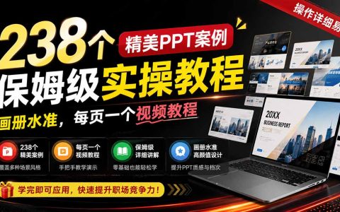238个PPT画册级案例实操，视频详解排版技巧，零基础快速上手