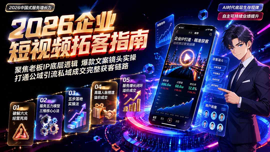 2026AI时代服务增长力实战课：五力模型+三维心法，破解门店客源流失与低价内卷，实现长效业绩增长
