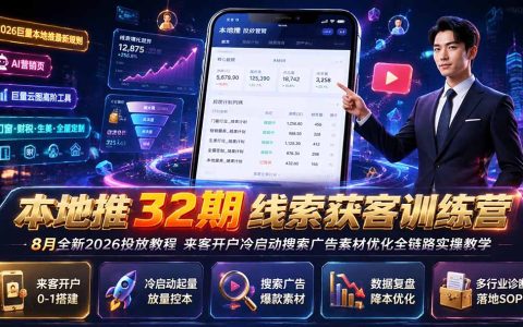本地推线索获客训练营32期：来客开户冷启动搜索广告素材优化全链路实操