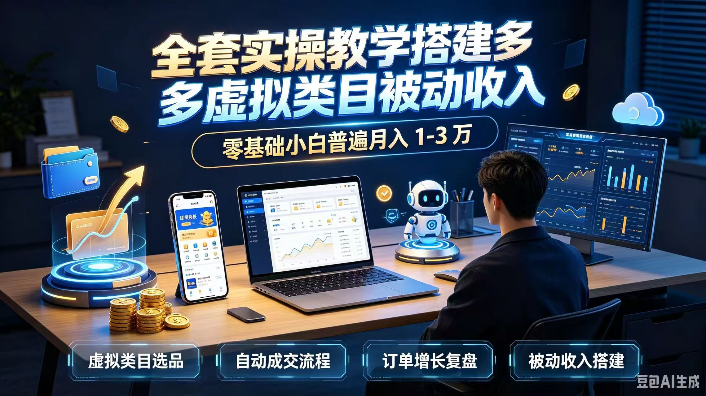 拼多多虚拟类目被动收入实操教学，零基础小白变现1-3万
