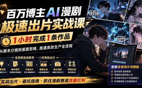 百万博主AI漫剧实战课：1小时产出爆款短剧，脚本分镜到剪辑全流程