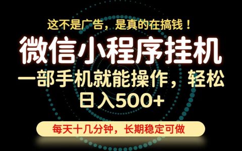26年小程序G机新项目，手机变现500方法，长期稳定变现快