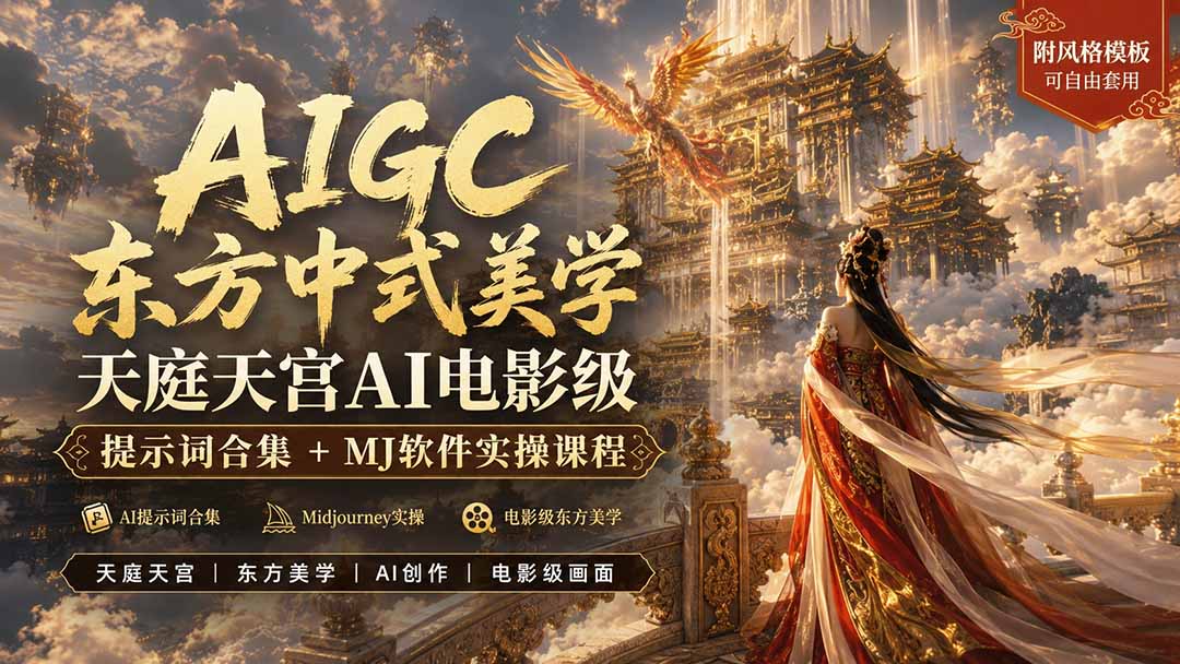 AIGC东方美学天庭天宫AI电影级提示词合集+Midjourney实操教程