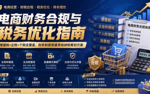 电商财务合规与税务优化：增值税企税个税全税种筹划方案落地