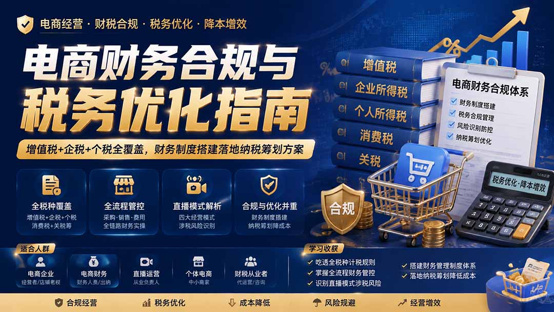 电商财务合规与税务优化：增值税企税个税全税种筹划方案落地