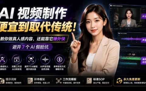 AI视频制作教程：虚拟人+声音克隆变现课，避开7个AI假脸坑