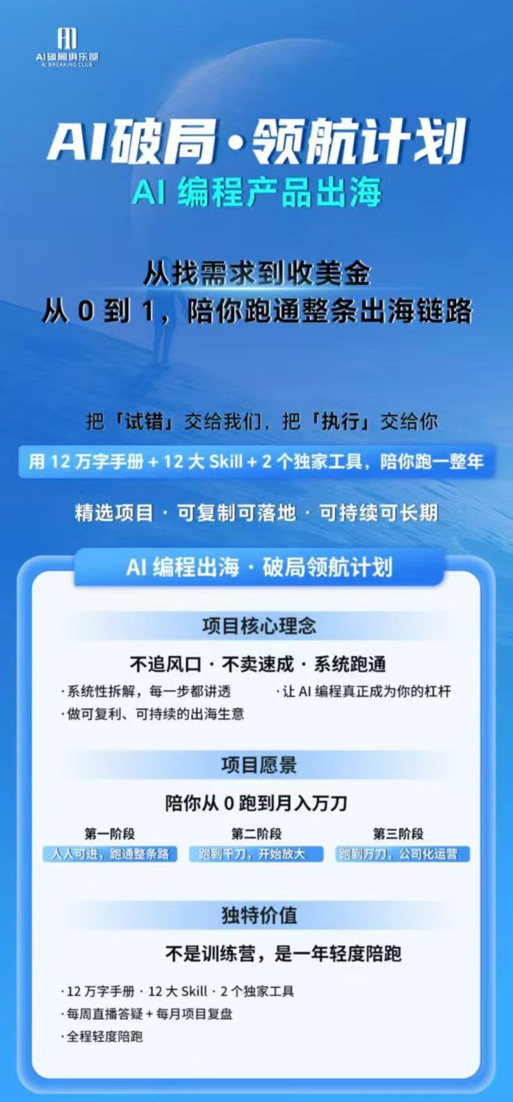 AI编程出海实操课：12万字手册+OpenClaw多Agent+投流变现，从找需求到收美金跑通全链路