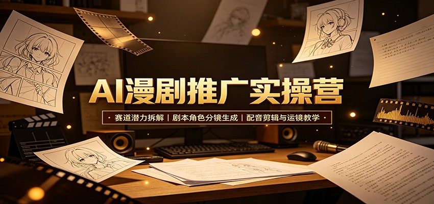 AI漫剧实操营：剧本分镜生成到配音剪辑，零基础短视频制作全流程