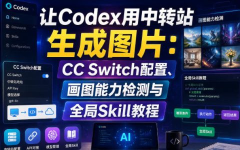 Codex画图教程：中转站CC Switch配置与全局Skill安装指南