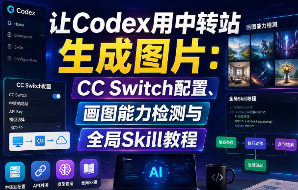 Codex画图教程：中转站CC Switch配置与全局Skill安装指南