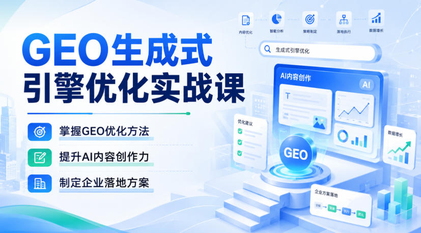GEO生成式引擎优化实战课：掌握AI内容创作与关键词布局，制定企业落地方案