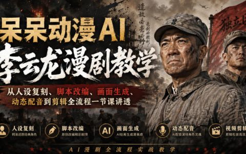 呆呆动漫AI李云龙漫剧全流程教学：人设复刻脚本改编到剪辑，零基础爆款速成