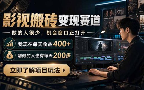 影视搬砖副业变现400方法，新手也能变现600步骤0的冷门赚钱赛道