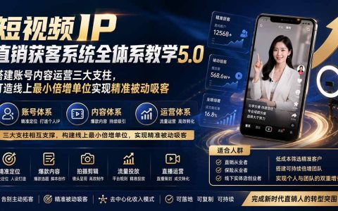 短视频IP直销获客系统5.0：账号运营三大支柱，精准被动吸客，打造去中心化倍增团队