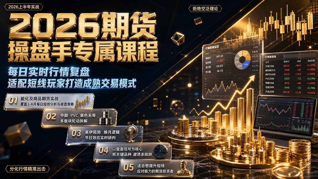 2026期货操盘手实战课：每日行情复盘+夜盘策略，甲醇PVC黑色系短线交易系统