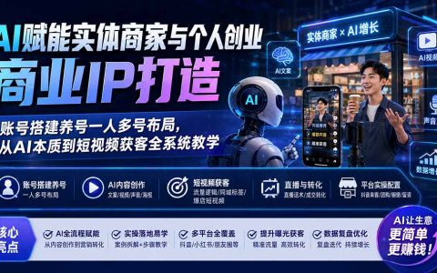 AI赋能实体商家个人IP打造：从账号搭建养号到短视频获客全系统教学