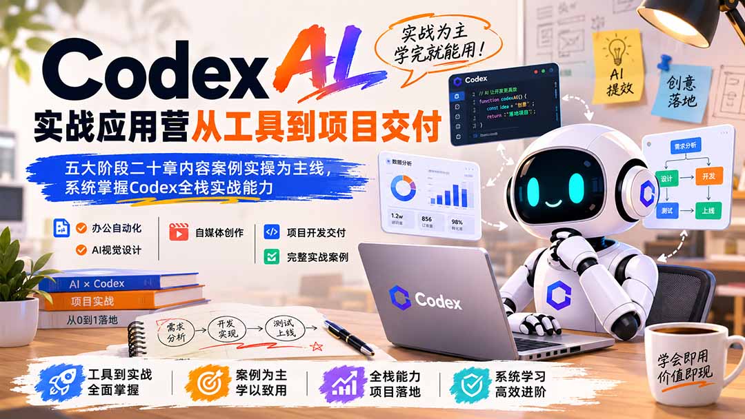 Codex AI实战应用营：从工具到项目交付，办公自动化与自媒体开发全栈实战