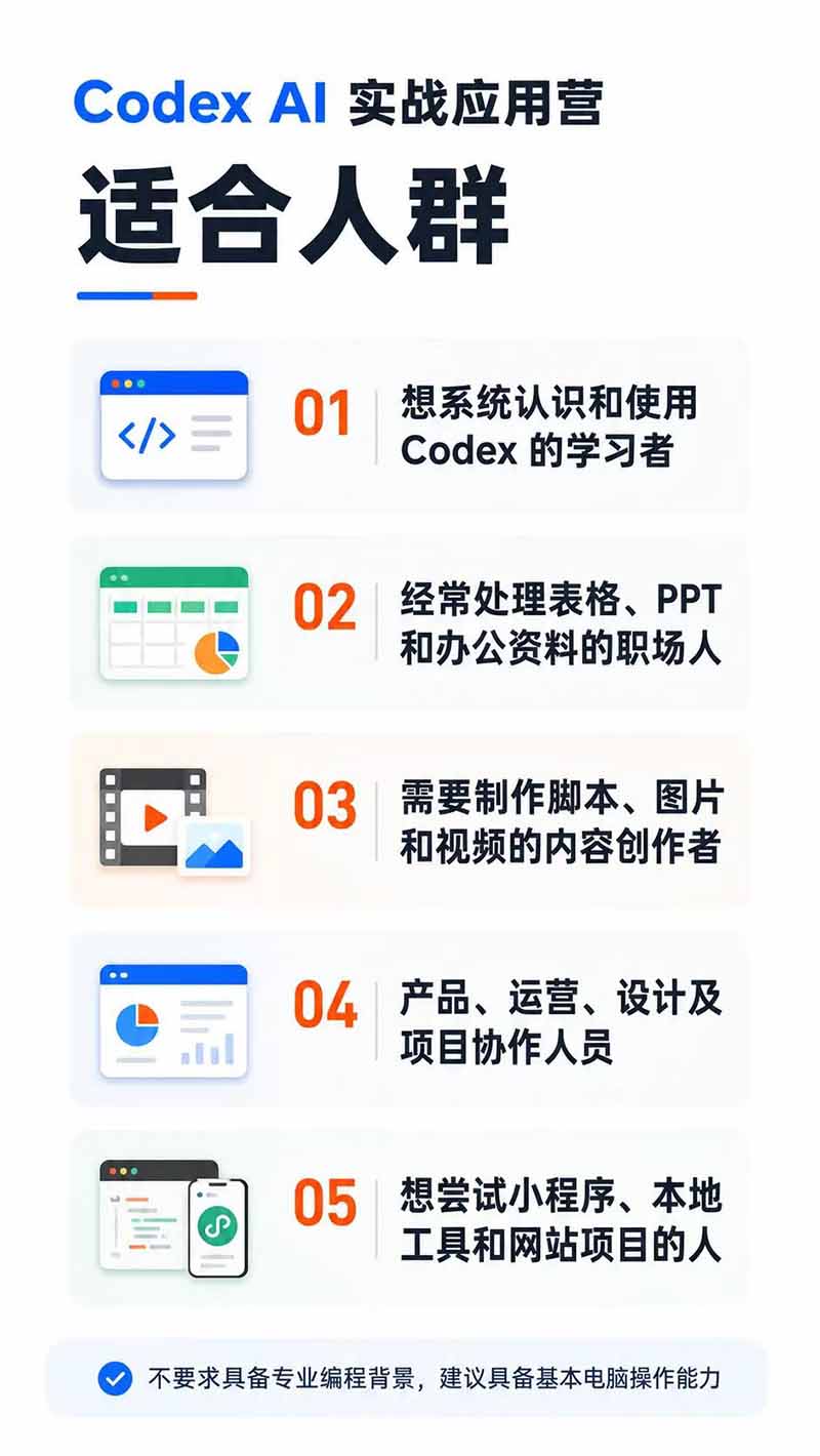 Codex AI实战应用营：从工具到项目交付，办公自动化与自媒体开发全栈实战