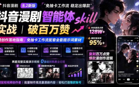 抖音漫剧智能体实战：免抽卡分镜工作流+全套提示词，小说转漫剧爆款速成