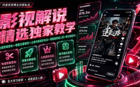 影视解说剪辑实战课：零基础快速起号，增量流量爆款玩法与内部工具