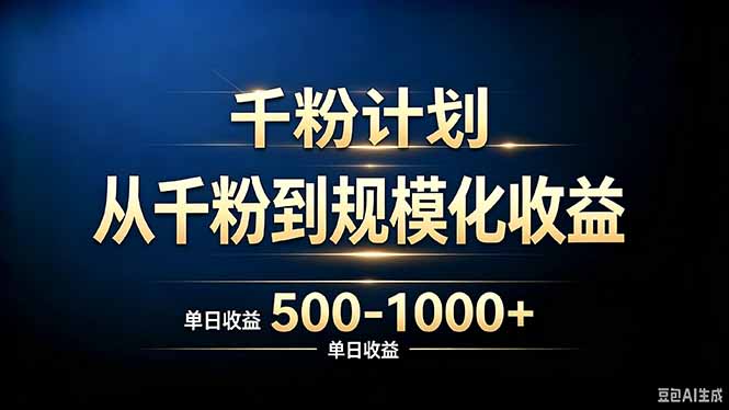 抖音千粉账号变现计划：精准粉丝转化，单日收益500步骤-100步骤0+