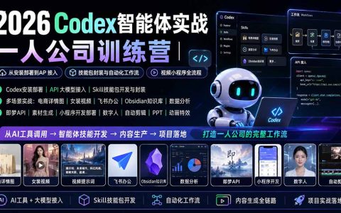 2026Codex智能体实战：一人公司技能包开发与API接入全流程